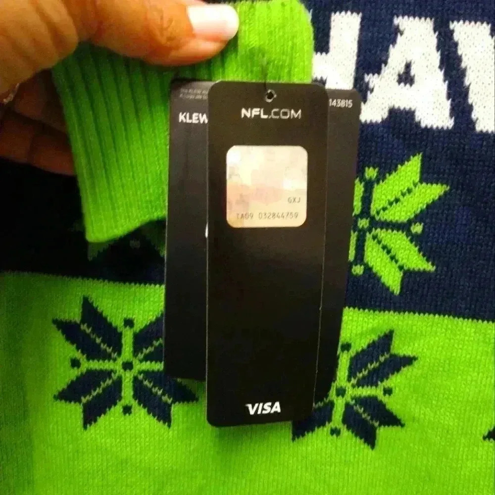 Seattle Seahawks‎ Ugly Christmas Sweater NFL Team Apparel Men's Size Small - Picture 3 of 5